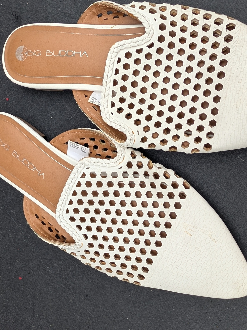 Big Buddha Cream Perforated Slide Mules